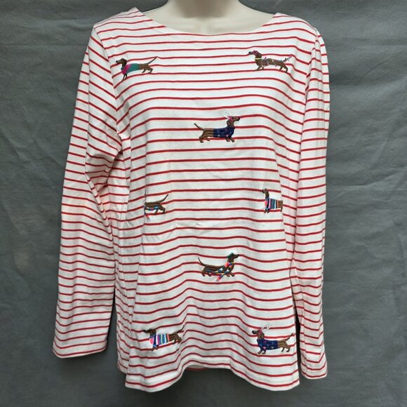 Joules Harbour Luxe Dachshund Embroidered Christmas Shirt Top Blouse Size 8 - Picture 1 of 8